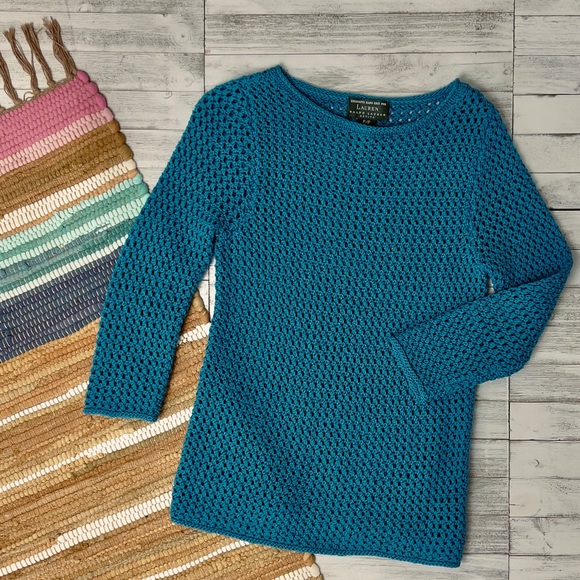 Ralph Lauren Exclusive Hand Knit For LRL Mercerized Open Knit Sweater - Picture 9 of 13